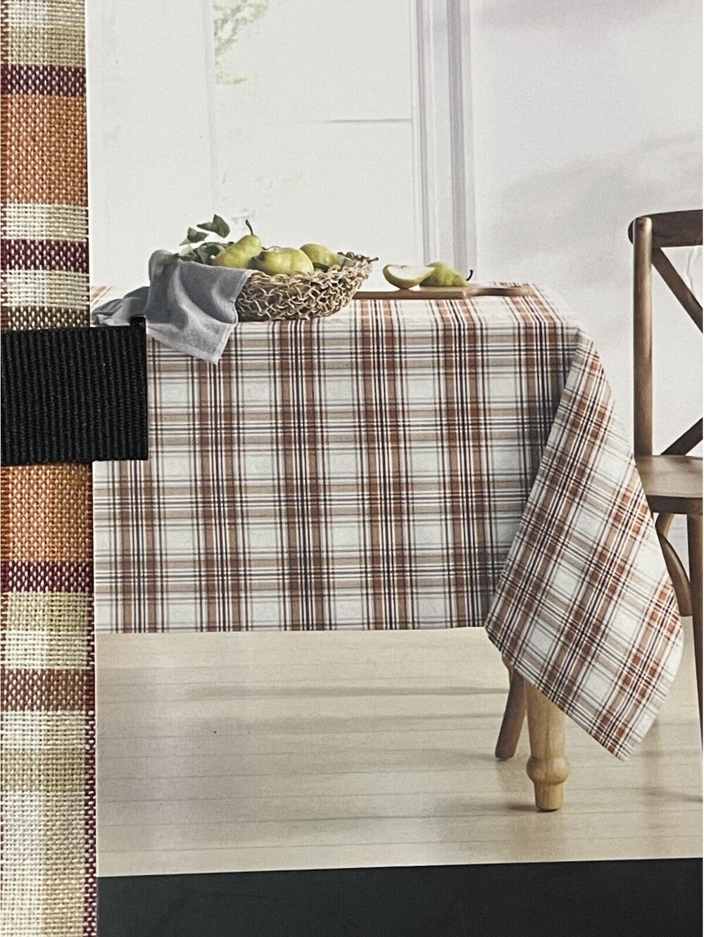 RALPH LAUREN Tablecloth 60x84 Orange Tartan Plaid Autumn Fall Cotton Oblong NIP - Picture 3 of 8